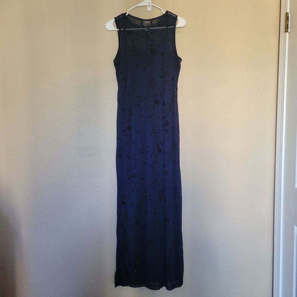 Vtg City Triangles Womens Y2K Fairy Grunge Mesh Maxi Dress Sz Medium Whimsygoth
